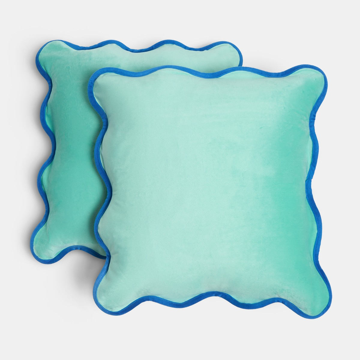 OHS Matte Velvet Scallop Edge Cushion Covers - Teal/Blue>