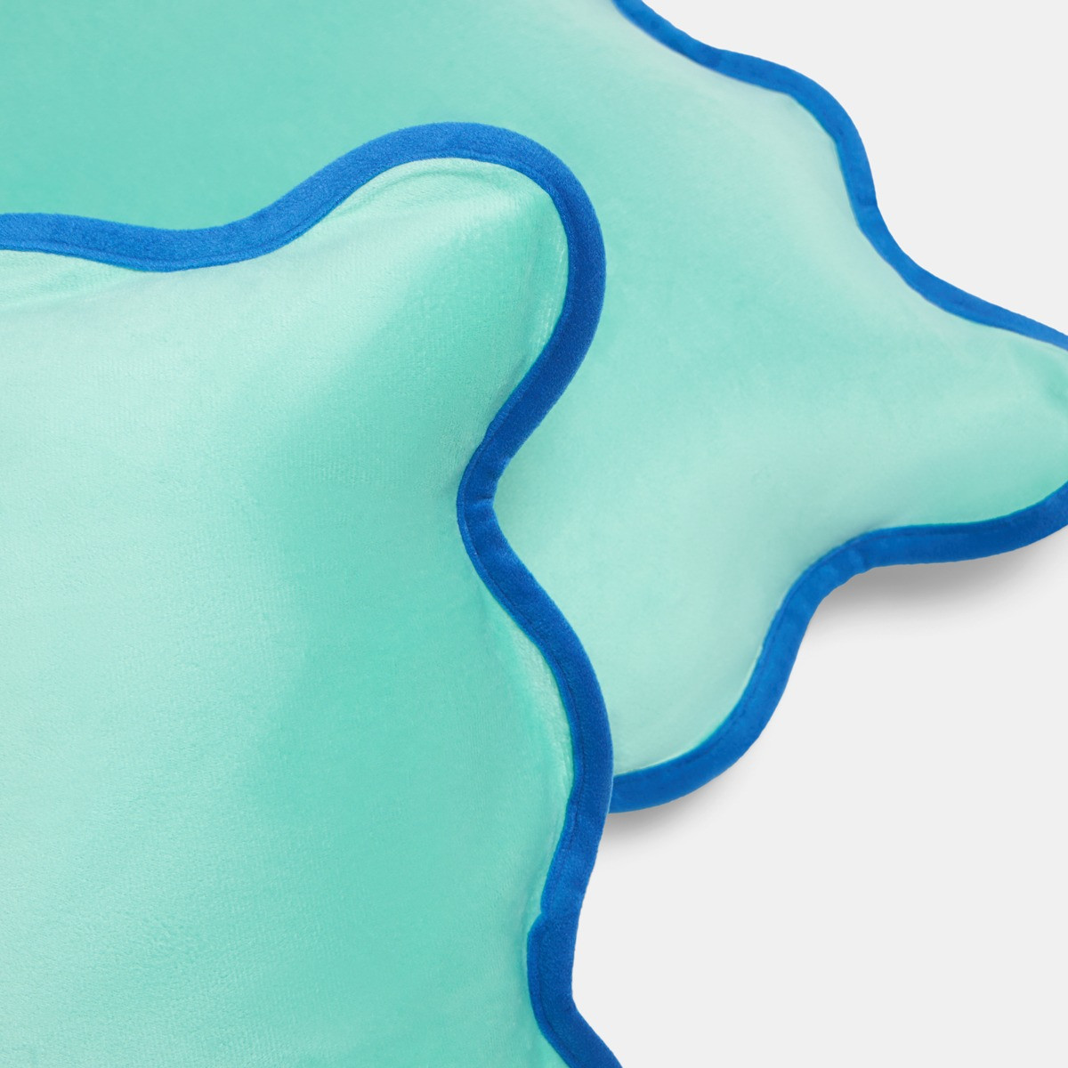 OHS Matte Velvet Scallop Edge Cushion Covers - Teal/Blue>