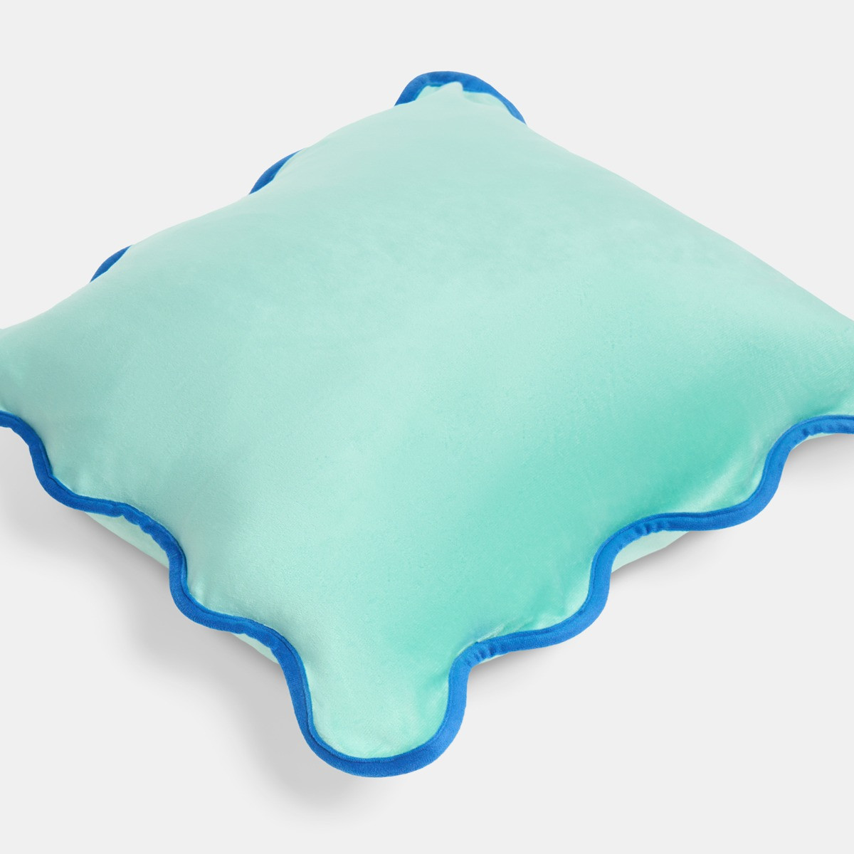 OHS Matte Velvet Scallop Edge Cushion Covers - Teal/Blue>