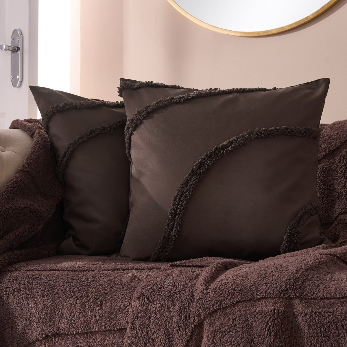 OHS Tufted Contour Cushion Covers - Coffee>