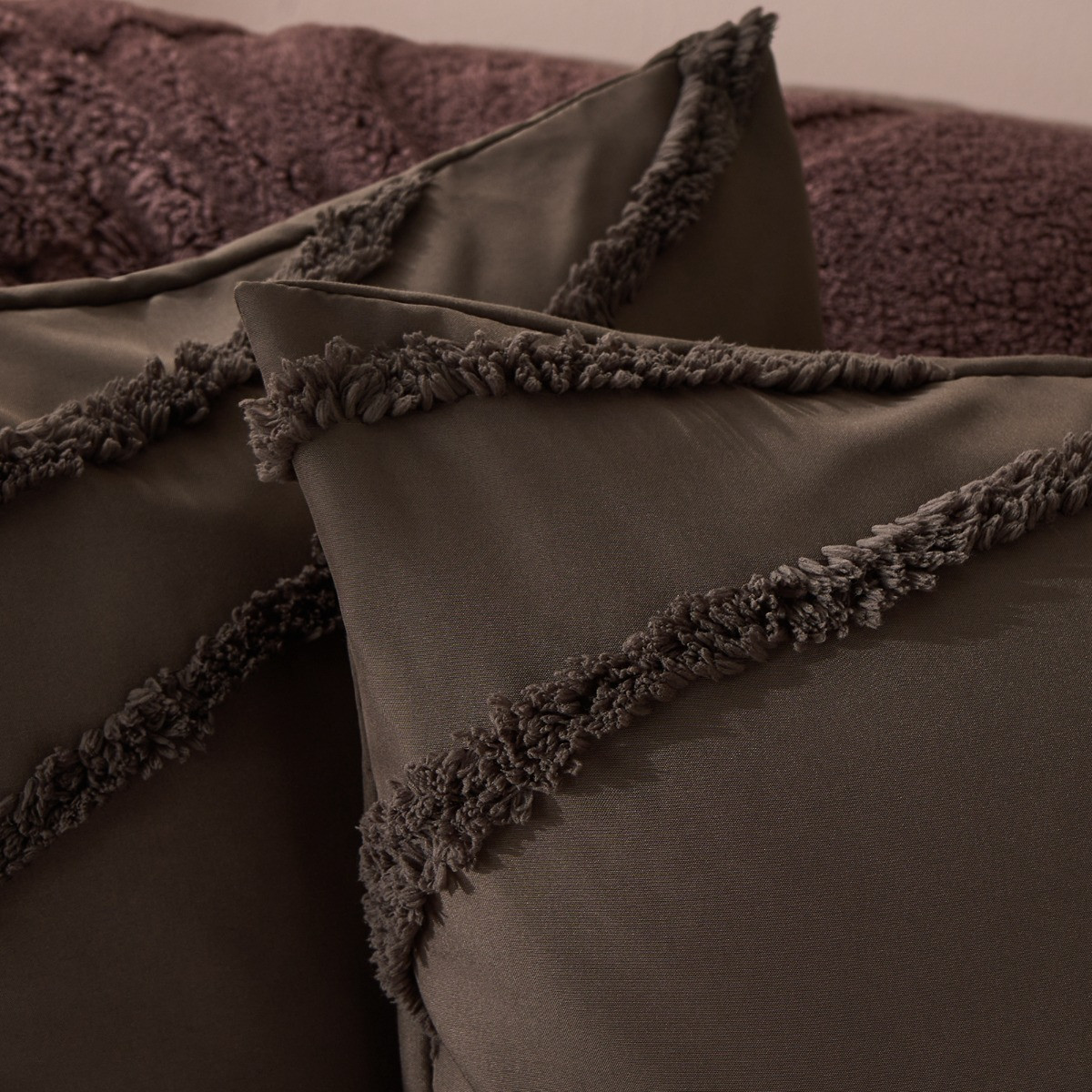 OHS 4 Pack Tufted Contour Cushion Covers - Coffee>