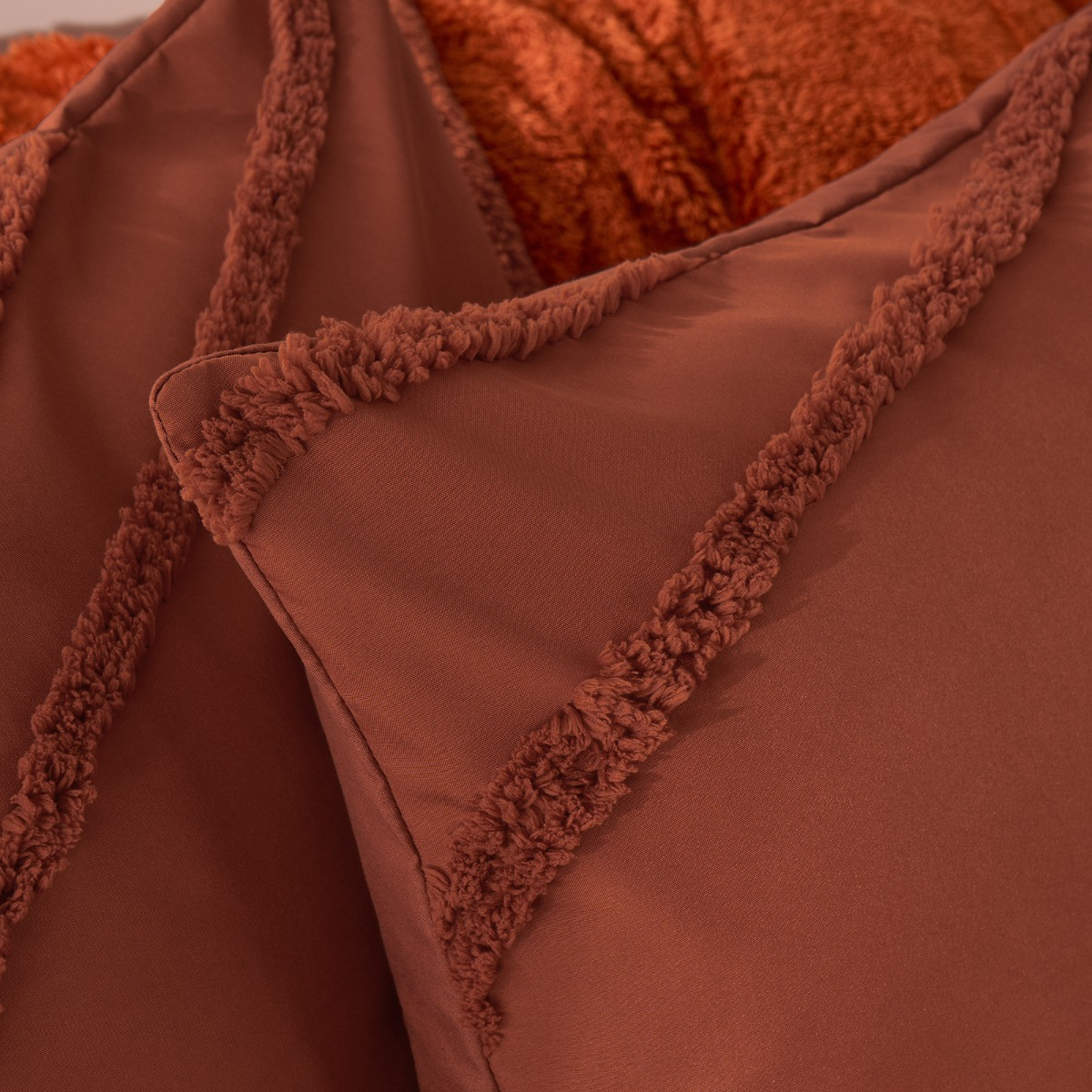 OHS Tufted Contour Cushion Covers, Rust - 45 x 45cm>