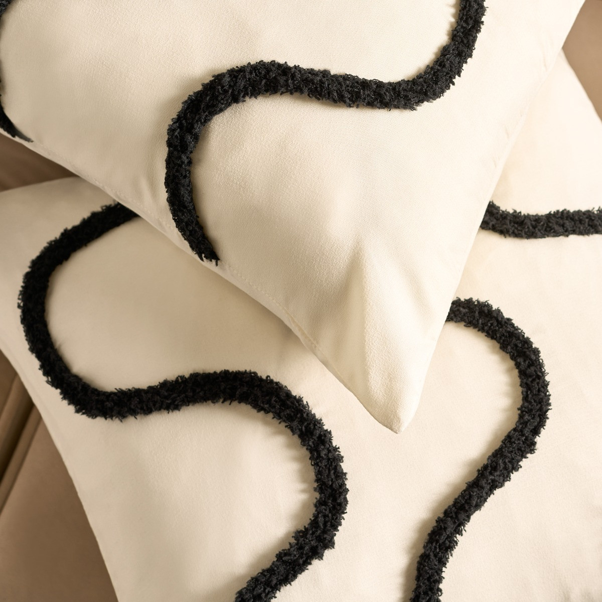 OHS Tufted Wave Cushion Covers, Monochrome - 45 x 45cm>