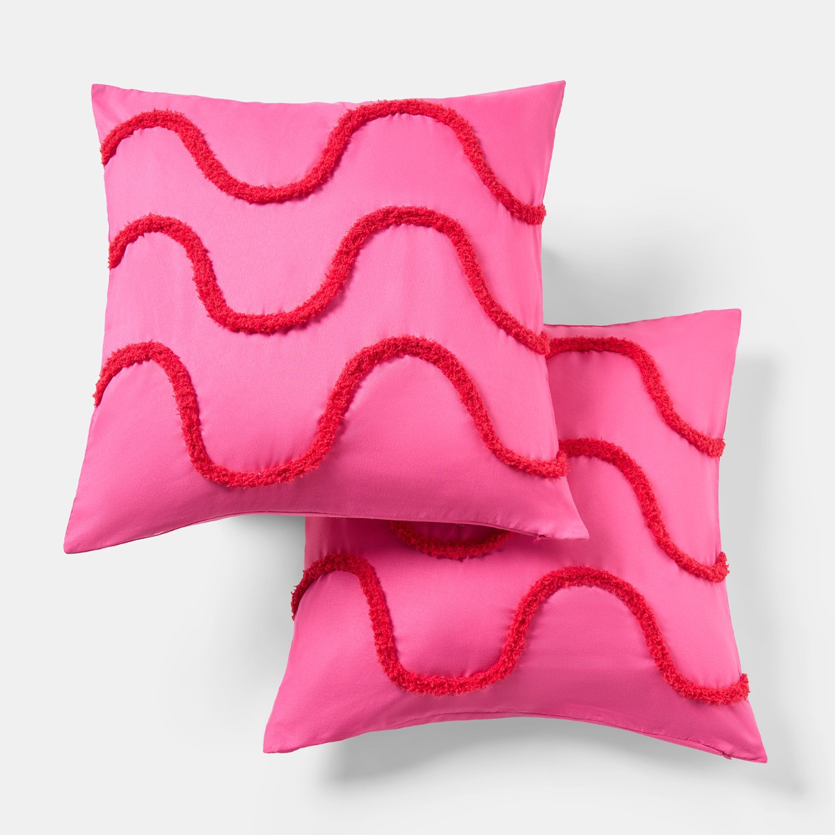 OHS 4 Pack Tufted Wave Cushion Covers with Cushion - Hot Pink/Red>