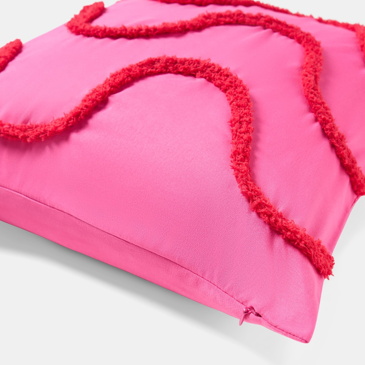 OHS 4 Pack Tufted Wave Cushion Covers with Cushion - Hot Pink/Red>