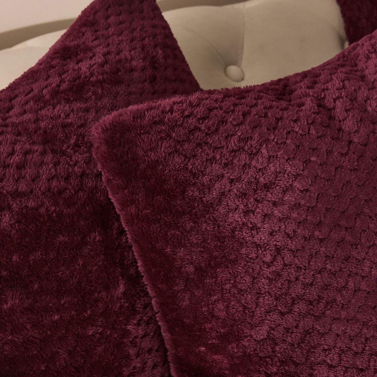 OHS Waffle Fleece Cushion Cover - Burgundy>