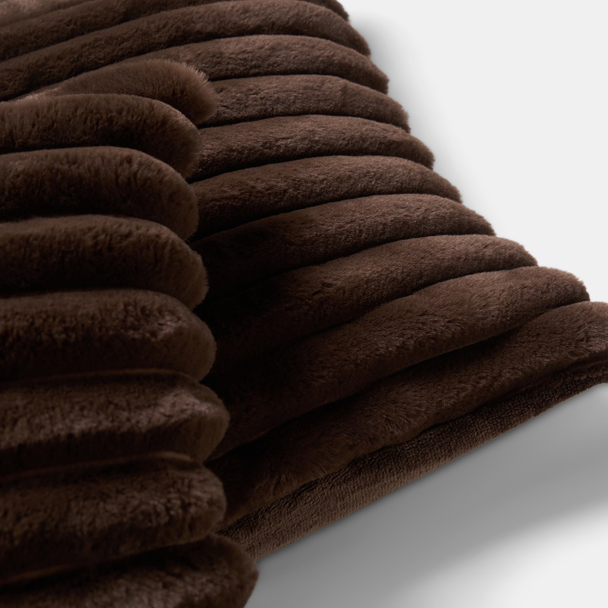 OHS Faux Fur Thick Ribbed Cushion Covers - Chocolate>