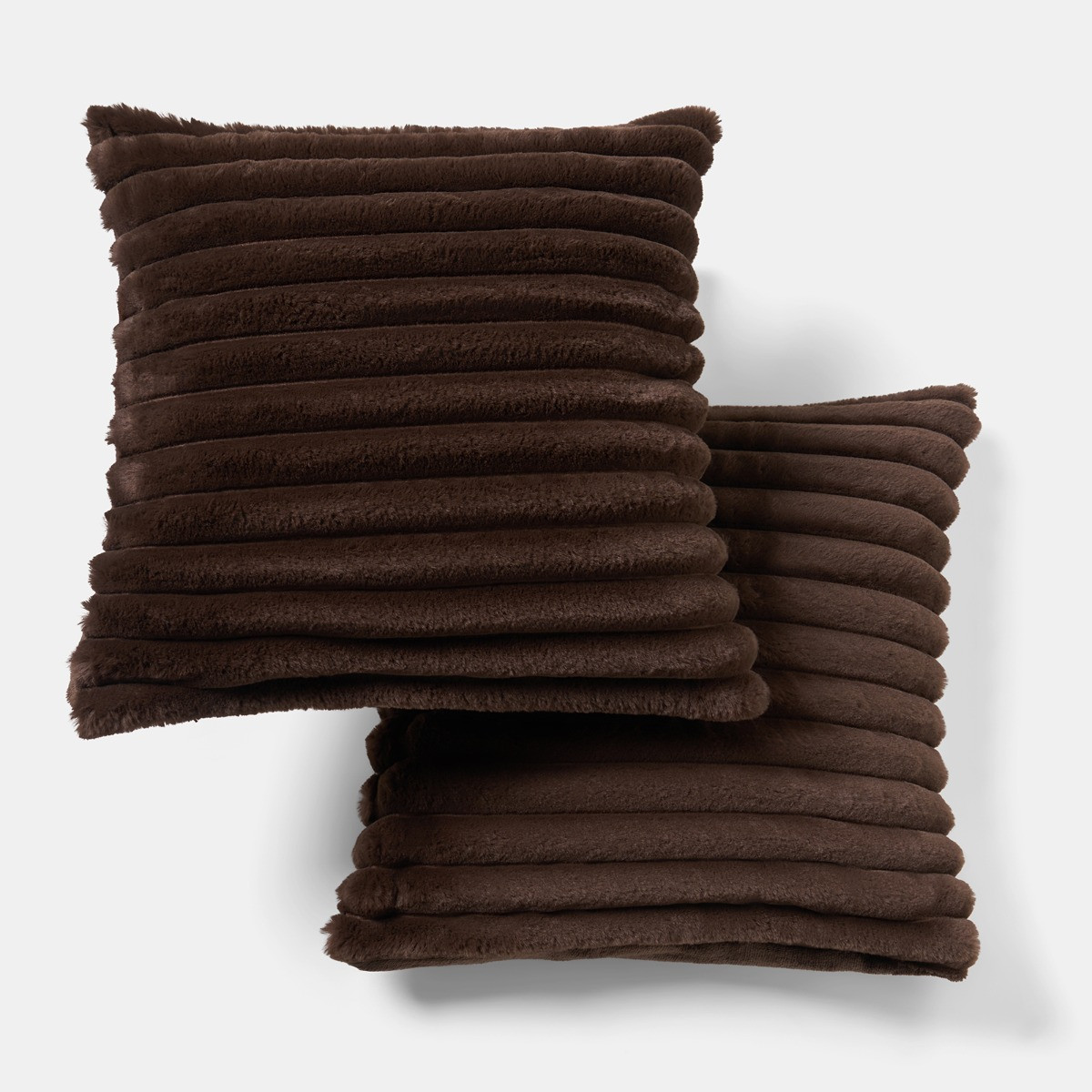 OHS Faux Fur Thick Ribbed Cushion Covers - Chocolate>