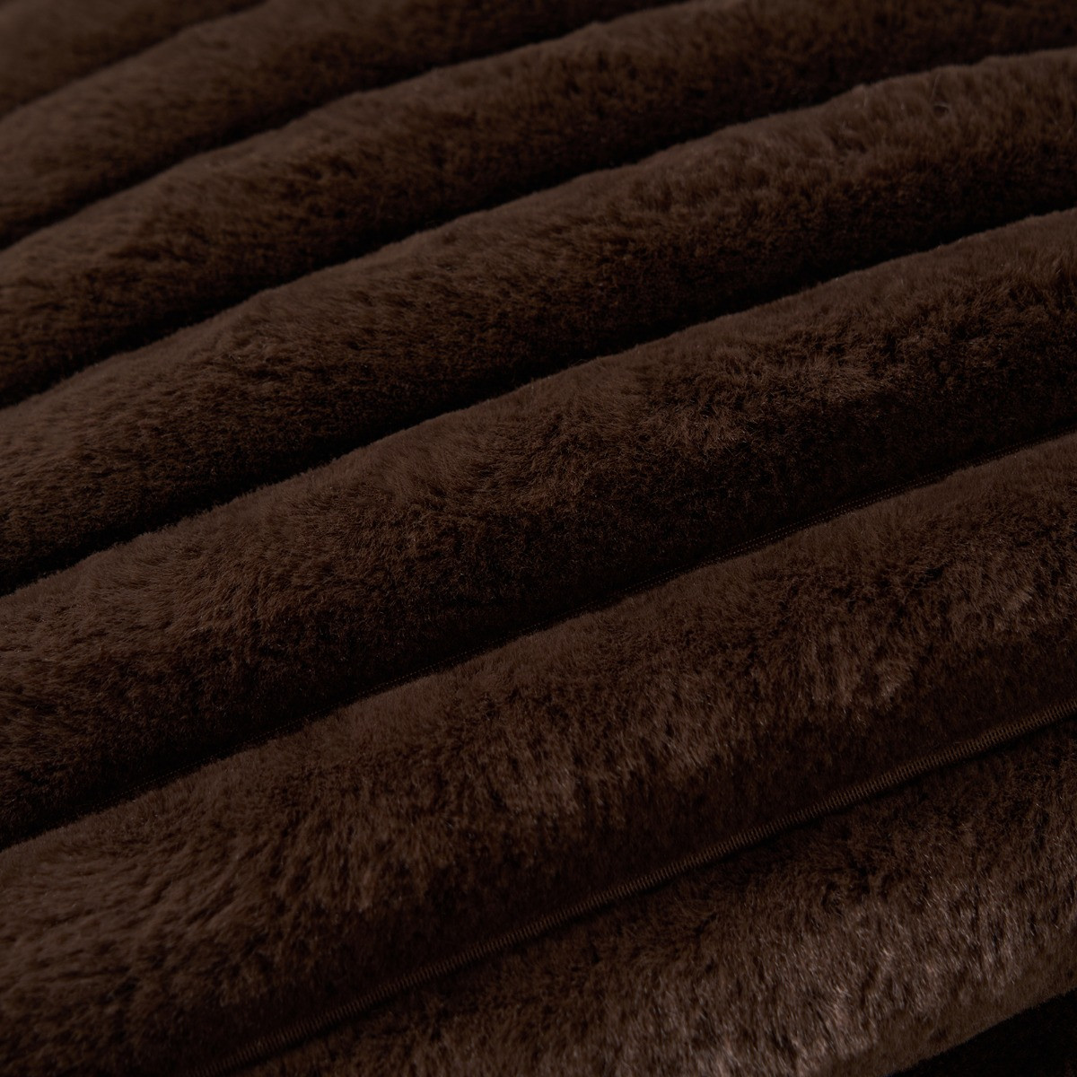OHS Faux Fur Thick Ribbed Cushion Covers - Chocolate>