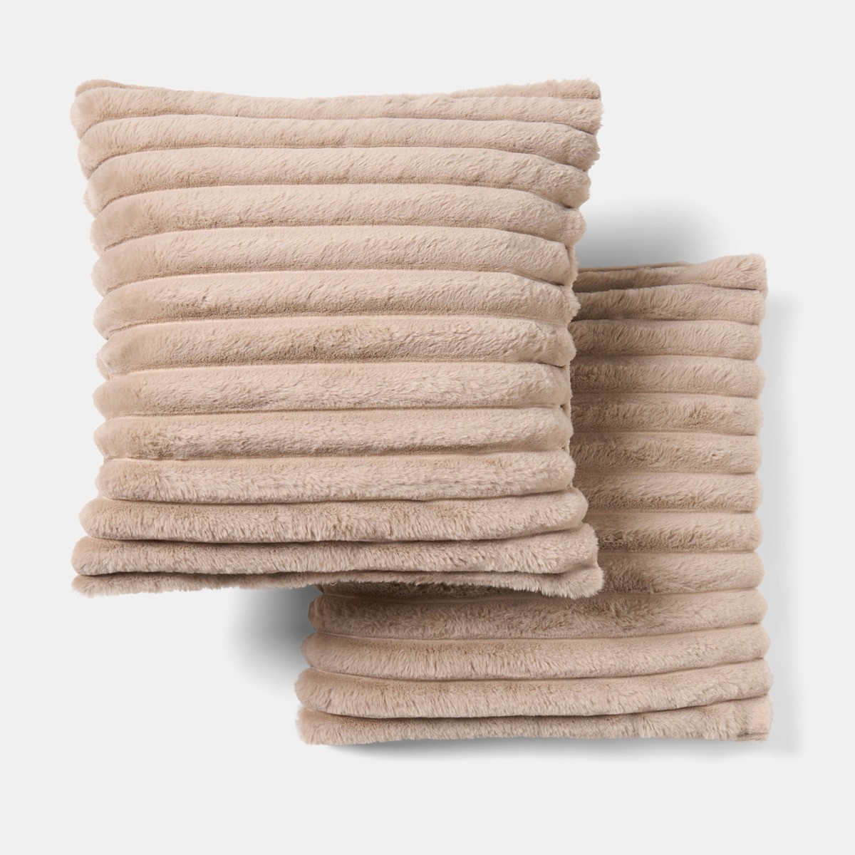 OHS 4 Pack Faux Fur Thick Ribbed Cushion Covers with Cushion - Mink>