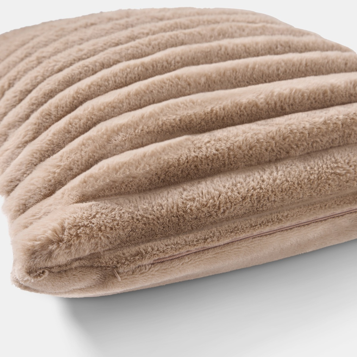 OHS 4 Pack Faux Fur Thick Ribbed Cushion Covers with Cushion - Mink>