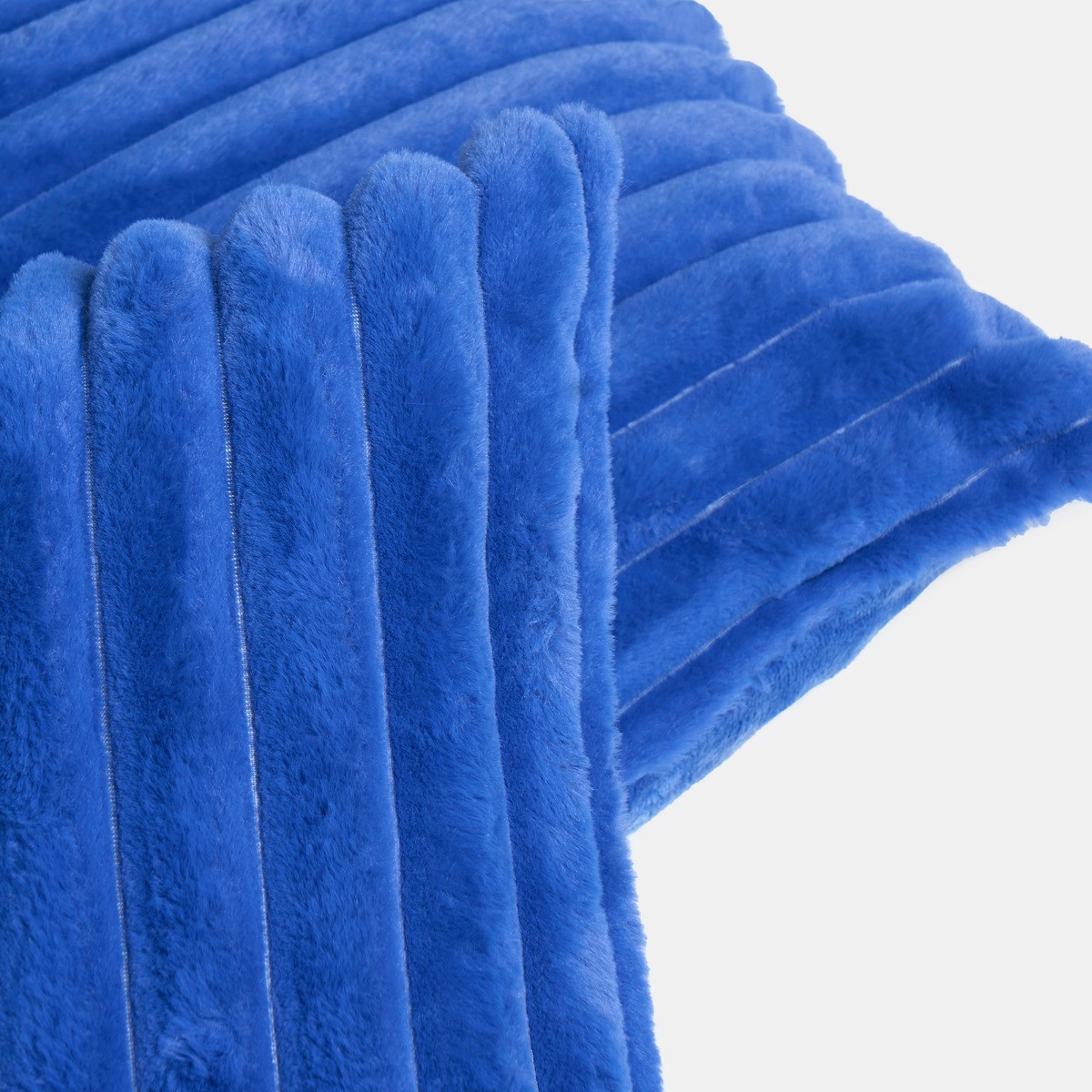 OHS 4 Pack Faux Fur Thick Ribbed Cushion Covers with Cushion Pads, Cobalt Blue - 45 x 45cm>