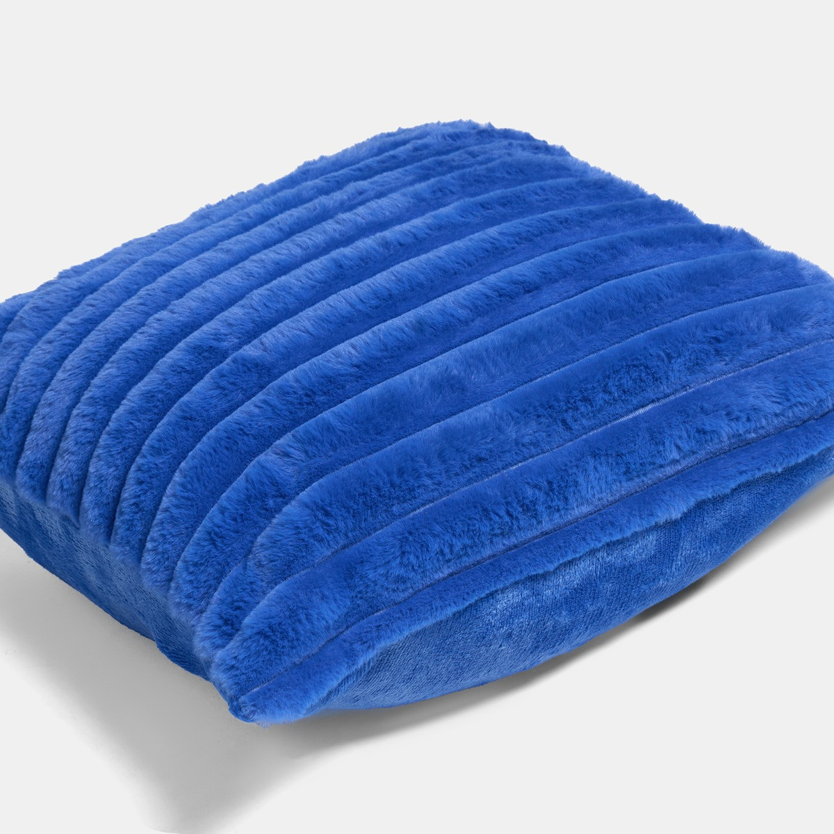 OHS Faux Fur Thick Ribbed Cushion Covers, Colbalt Blue - 45 x 45cm >
