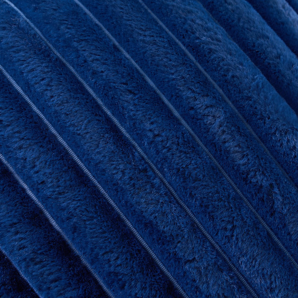 OHS Faux Fur Thick Ribbed Cushion Covers, Navy - 45 x 45cm>