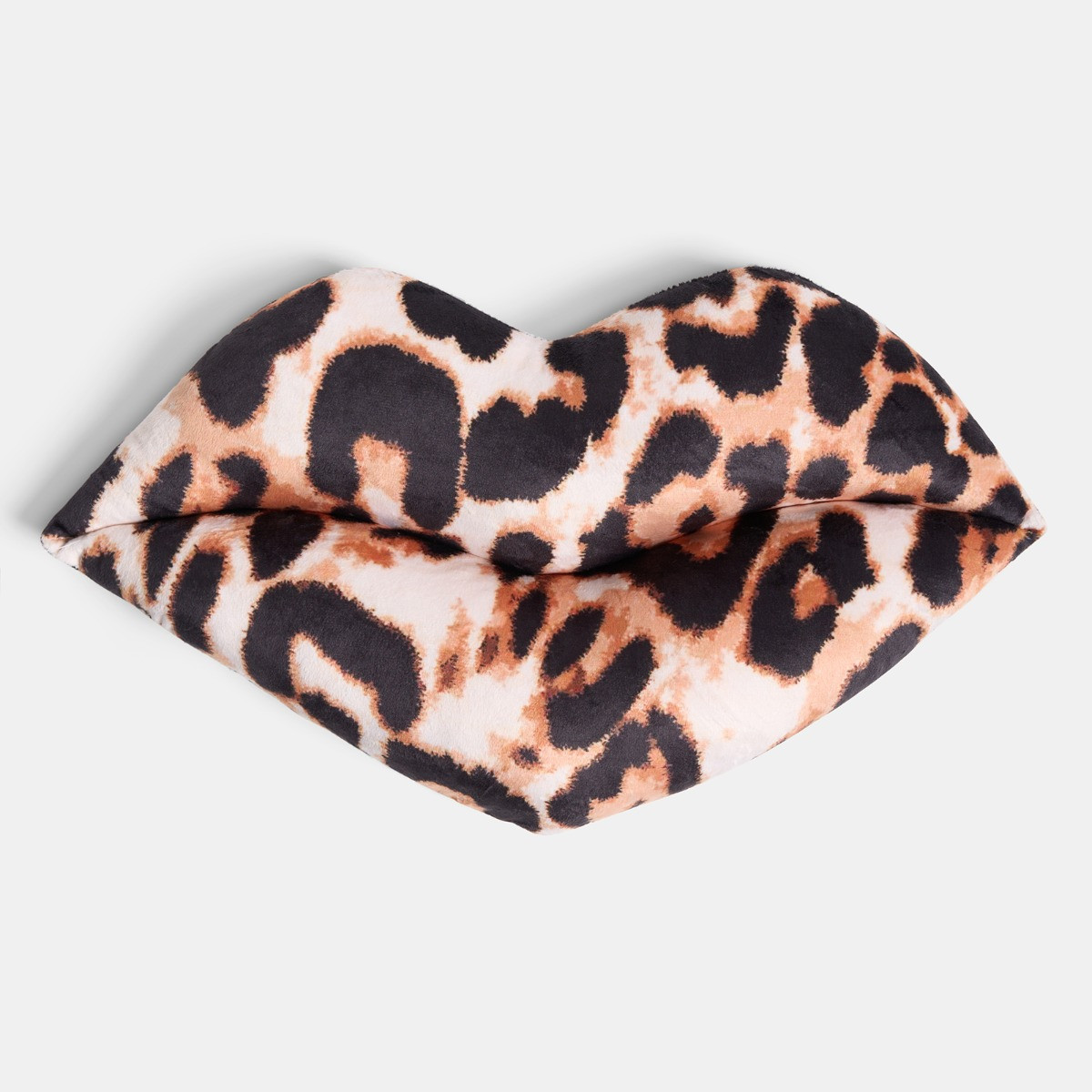 OHS Leopard Print Lips Shaped Cushion - Natural>