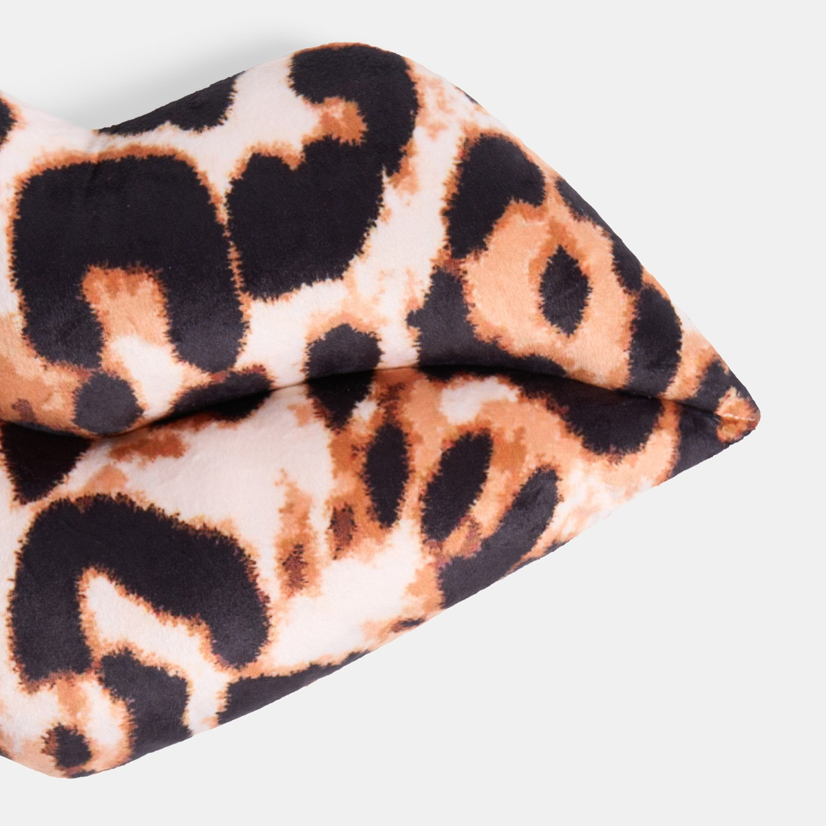 OHS Leopard Print Lips Shaped Cushion - Natural>