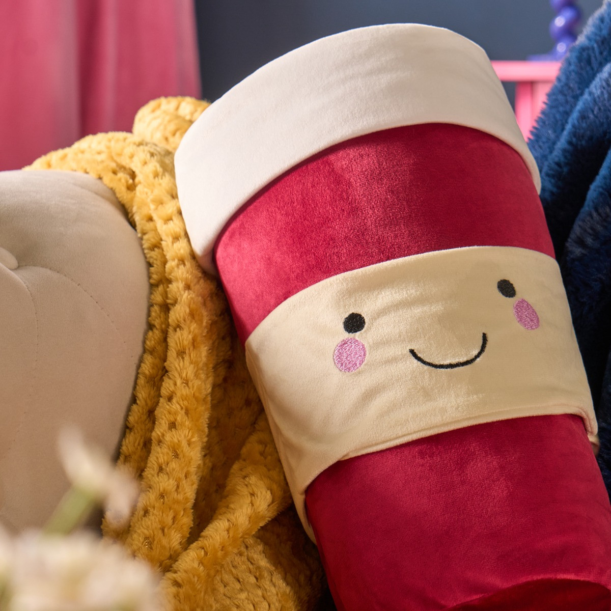 OHS Coffee Cup Cushion - Burgundy>