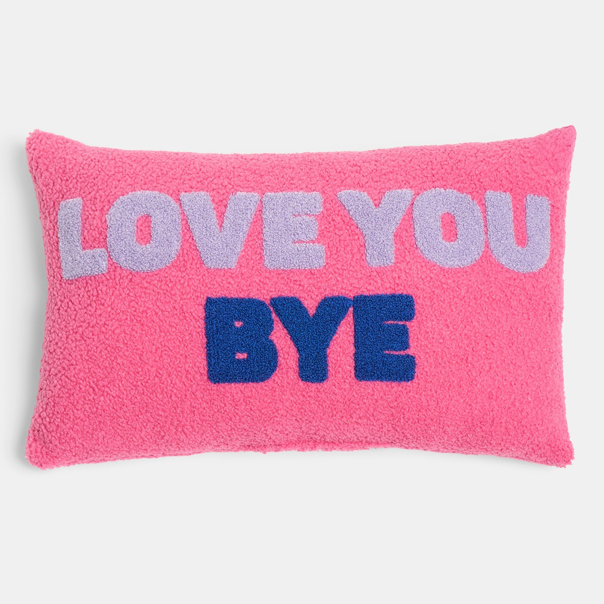 OHS Love You Bye Slogan Cushion - Pink/Blue>