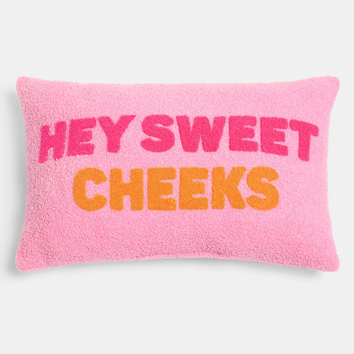 OHS Hey Sweet Cheeks Slogan Cushion - Pink/Orange >