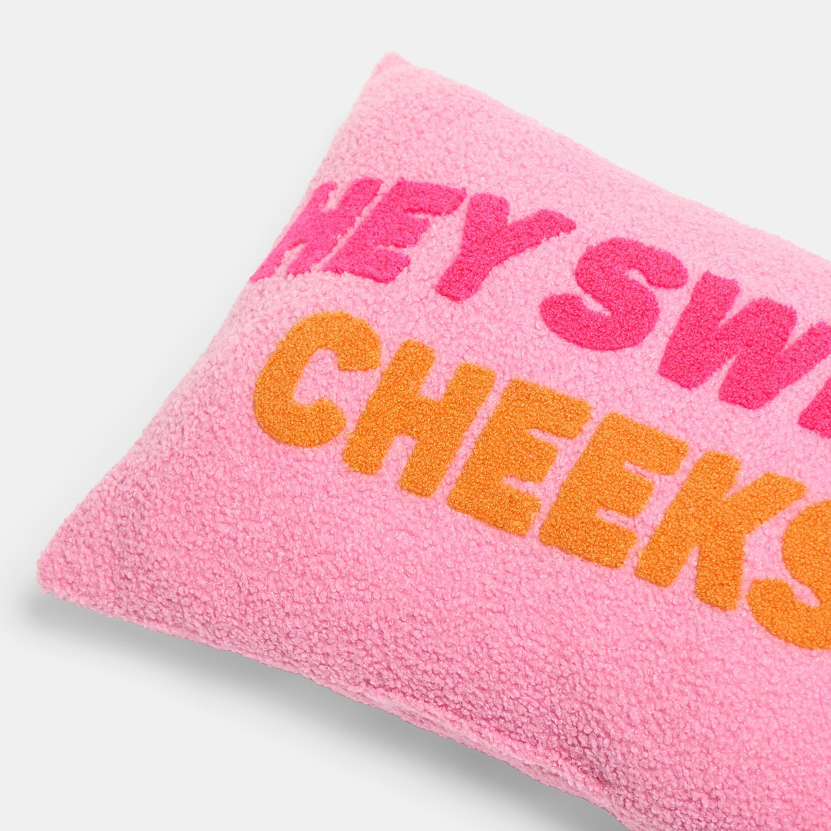 OHS Hey Sweet Cheeks Slogan Cushion - Pink/Orange >
