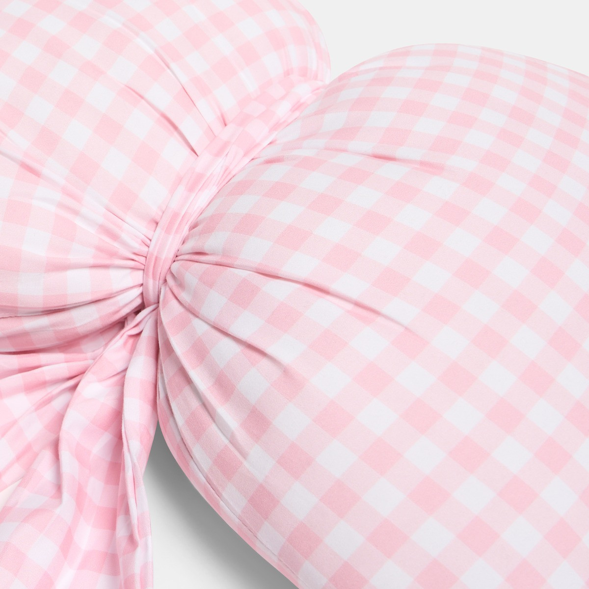 OHS Gingham Print Bow Shaped Cushion - Pink>