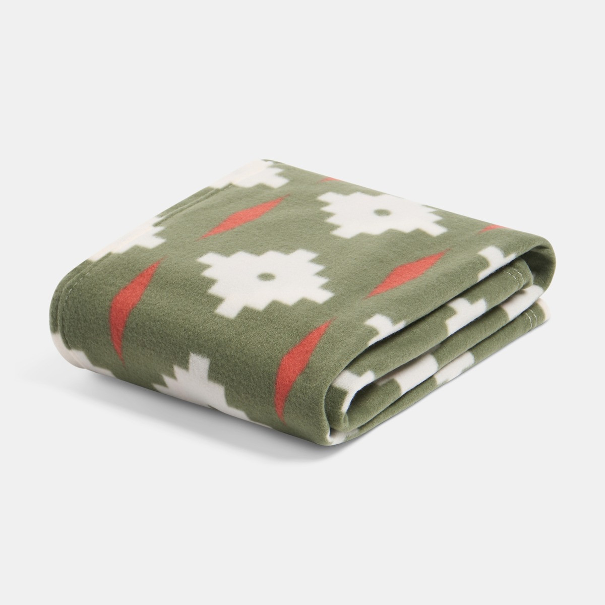 OHS Geometric Tile Print Fleece Throw - Olive>