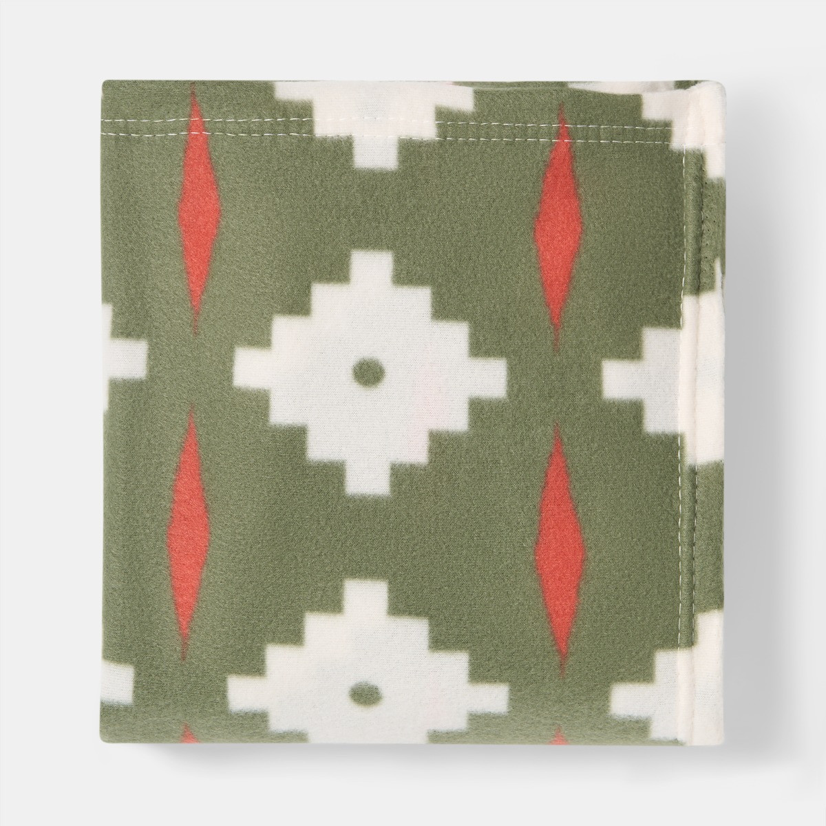OHS Geometric Tile Print Fleece Throw - Olive>