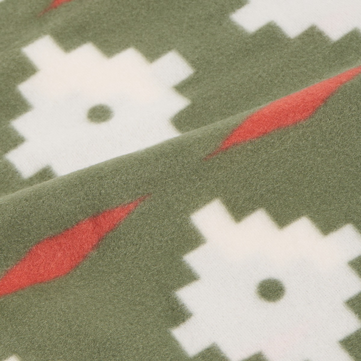 OHS Geometric Tile Print Fleece Throw - Olive>