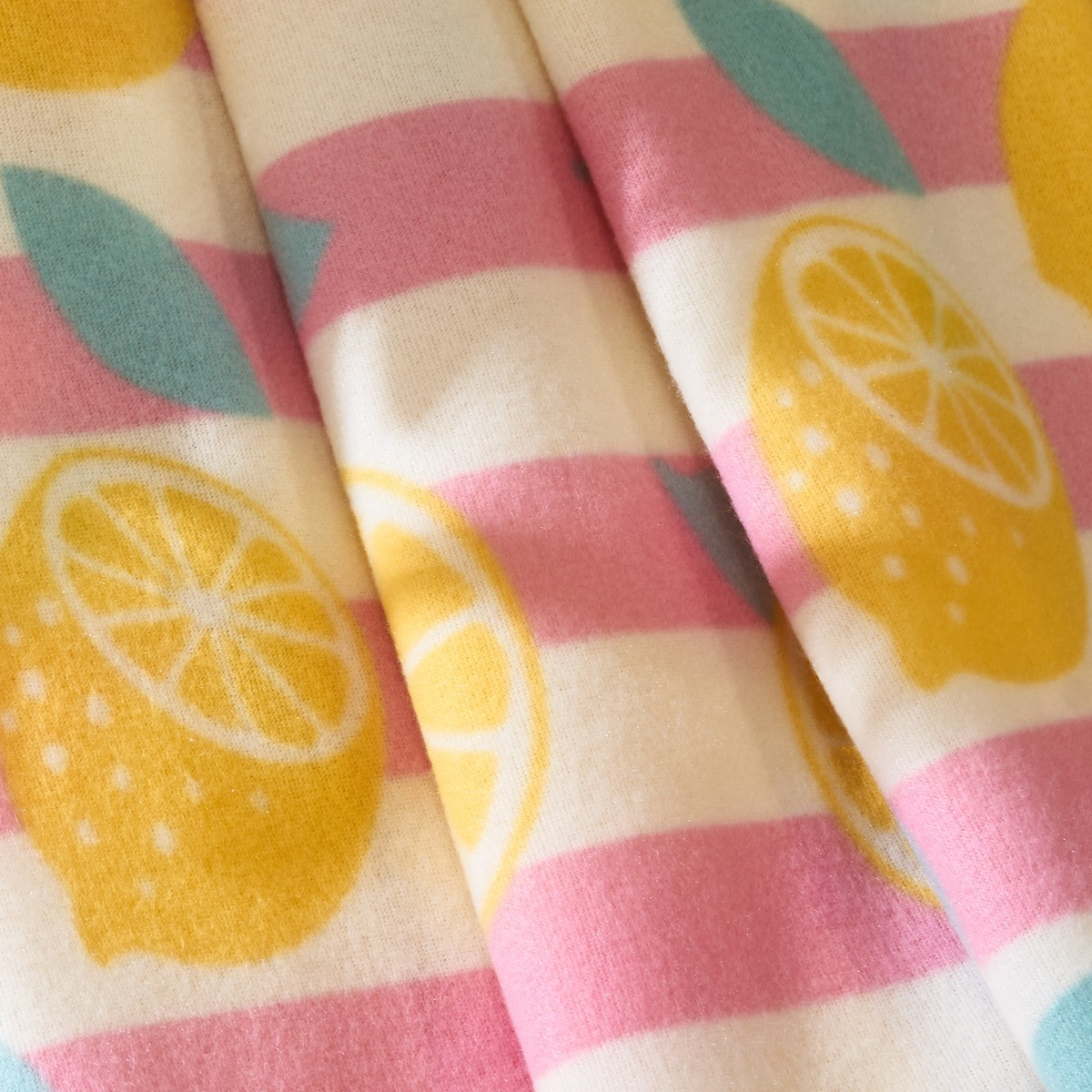 OHS Lemon Print Stripe Fleece Throw - Yellow>