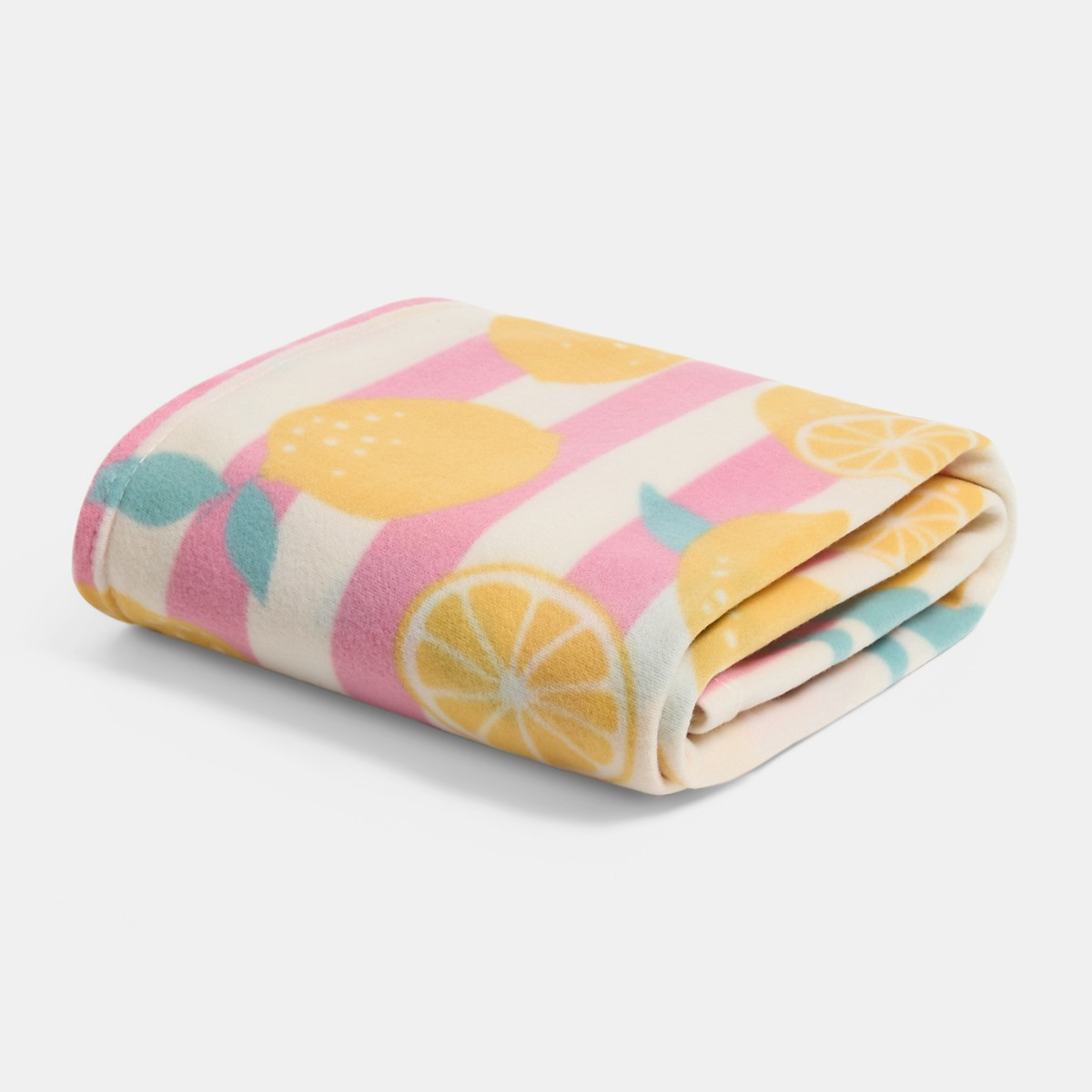 OHS Lemon Print Stripe Fleece Throw - Yellow>