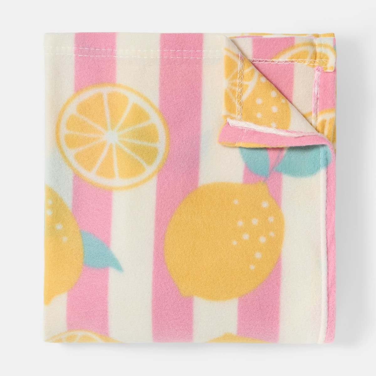 OHS Lemon Print Stripe Fleece Throw - Yellow>