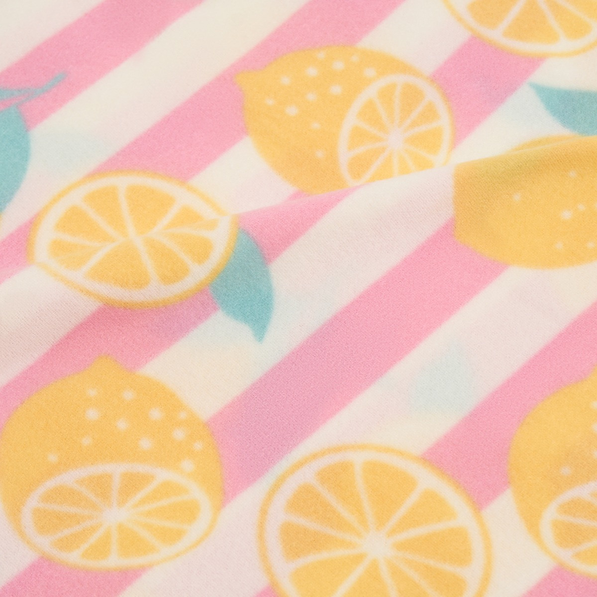 OHS Lemon Print Stripe Fleece Throw - Yellow>