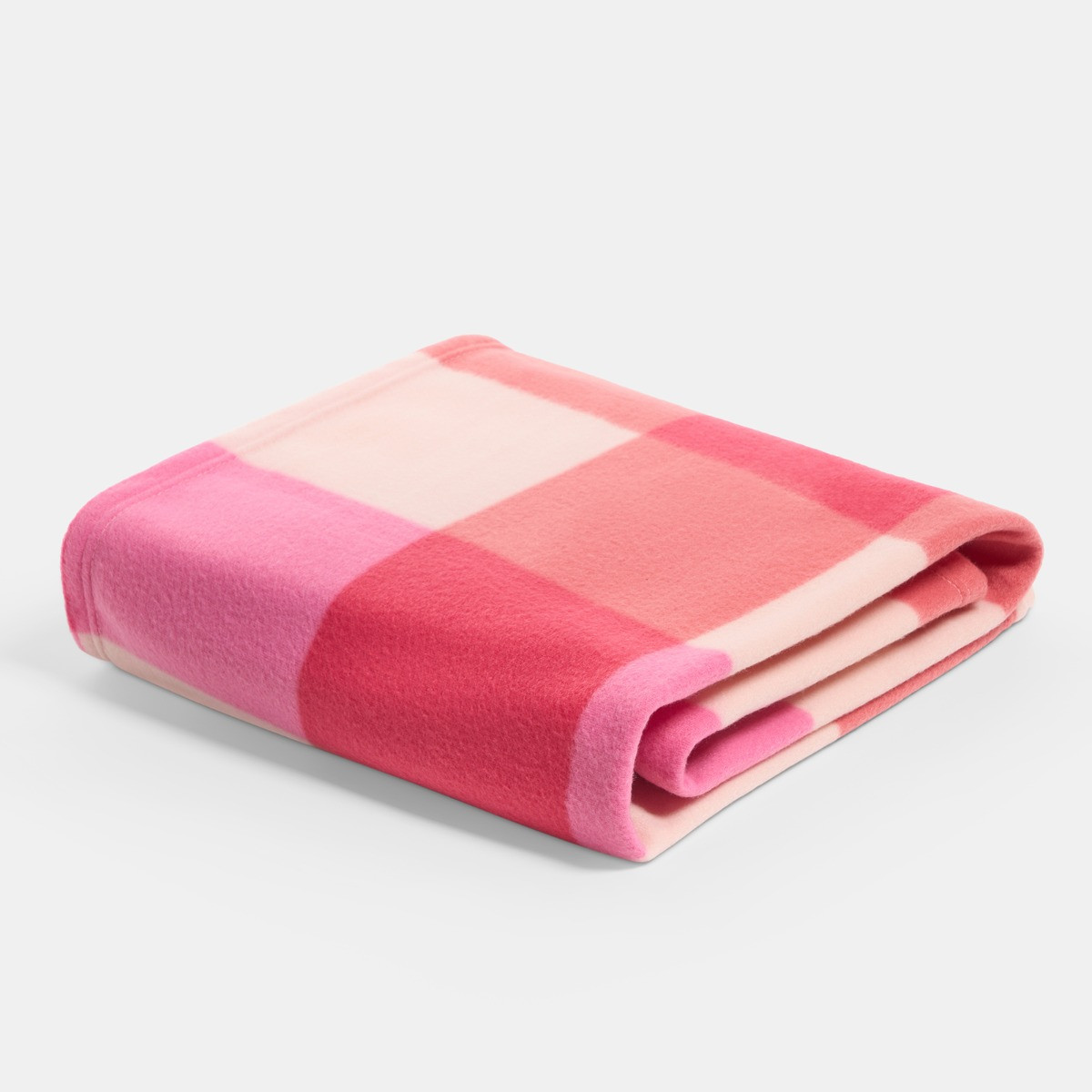 OHS Gingham Print Fleece Throw - Pink/Orange >