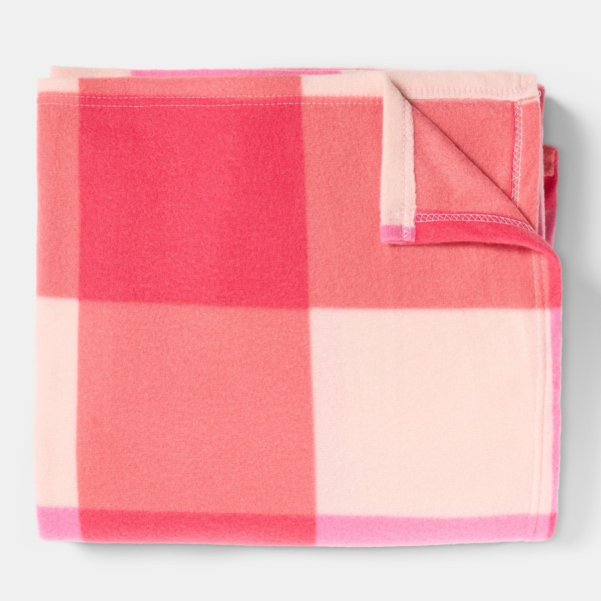 OHS Gingham Print Fleece Throw - Pink/Orange >