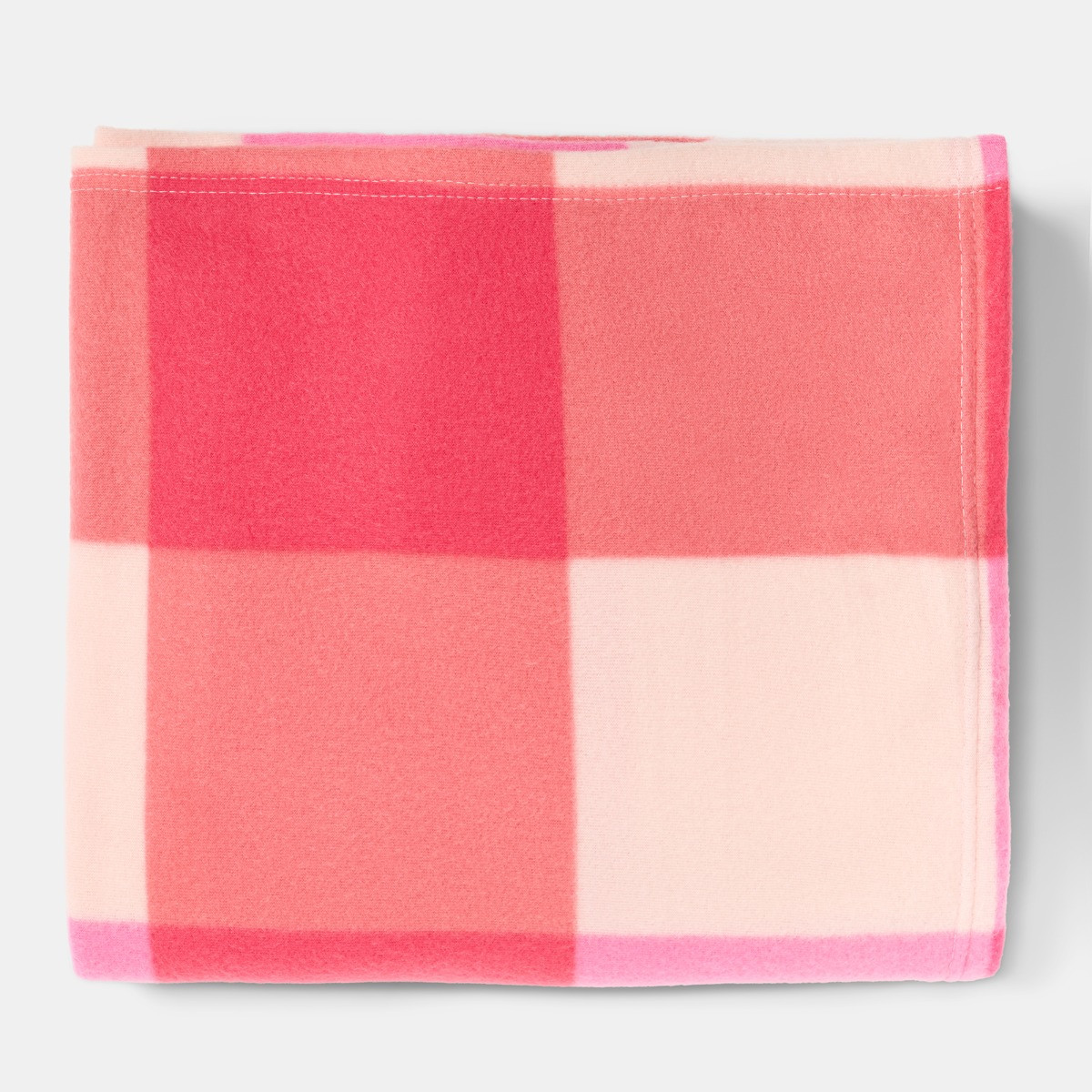 OHS Gingham Print Fleece Throw - Pink/Orange >