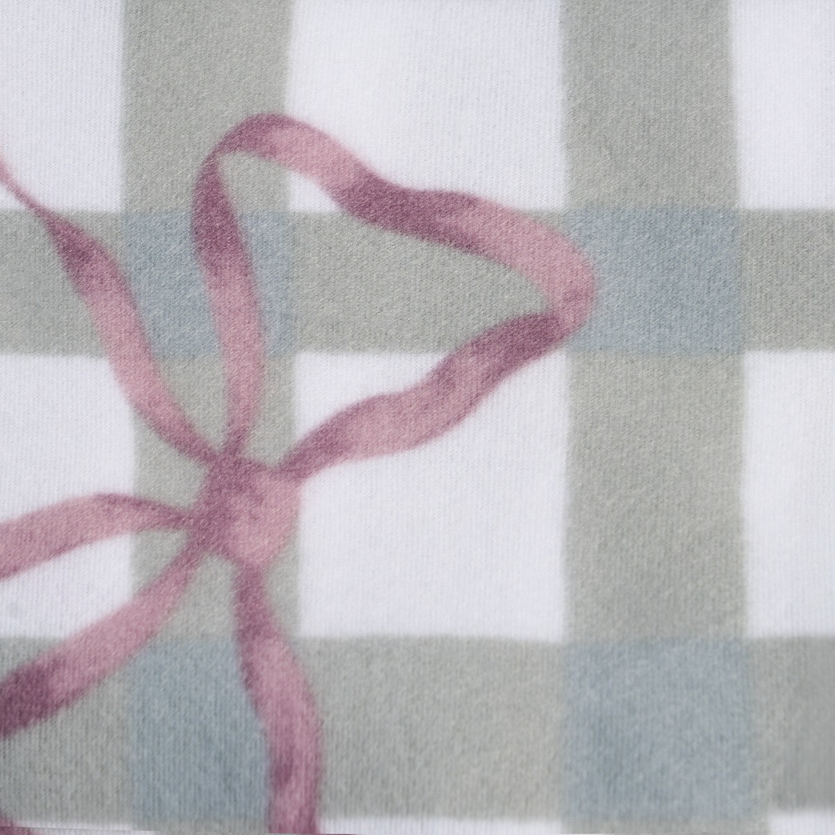 OHS Bow Gingham Print Fleece Throw - White/Grey>