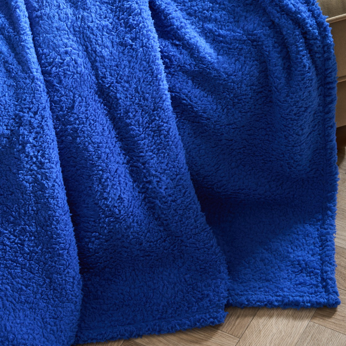 OHS Teddy Fleece Throw, Cobalt Blue - 150 x 200cm>
