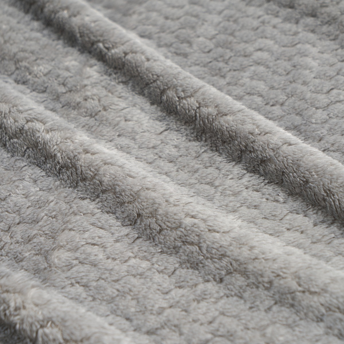 OHS Waffle Fleece Throw, Mid Grey - 125 x 150cm>