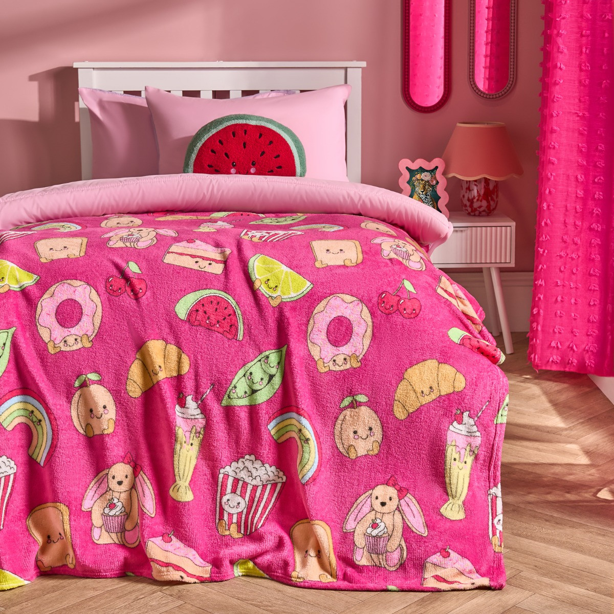OHS Sweetie Pies Print Ultra Soft Throw - Magenta>