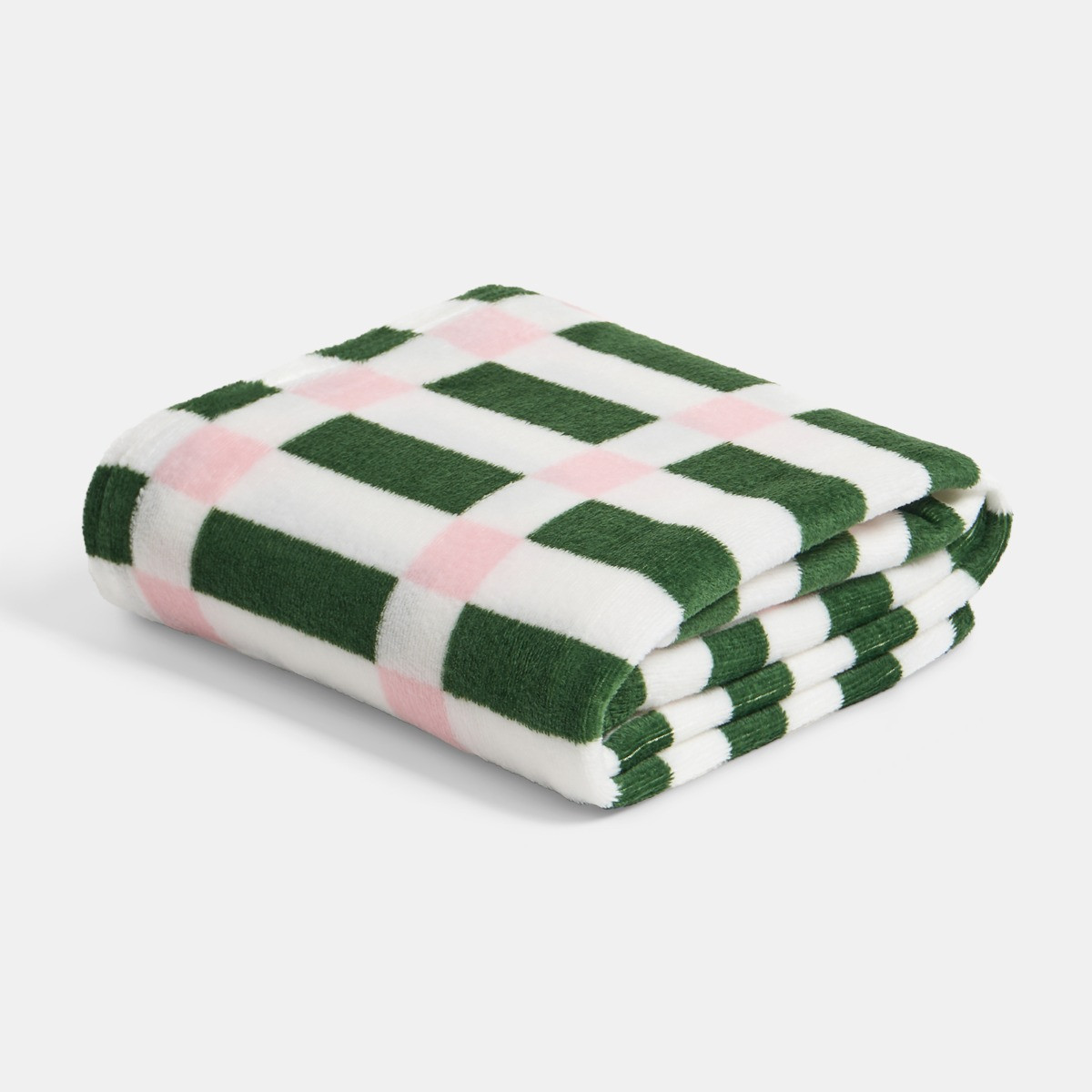 OHS Geometric Print Ultra Soft Throw - Green/Pink>