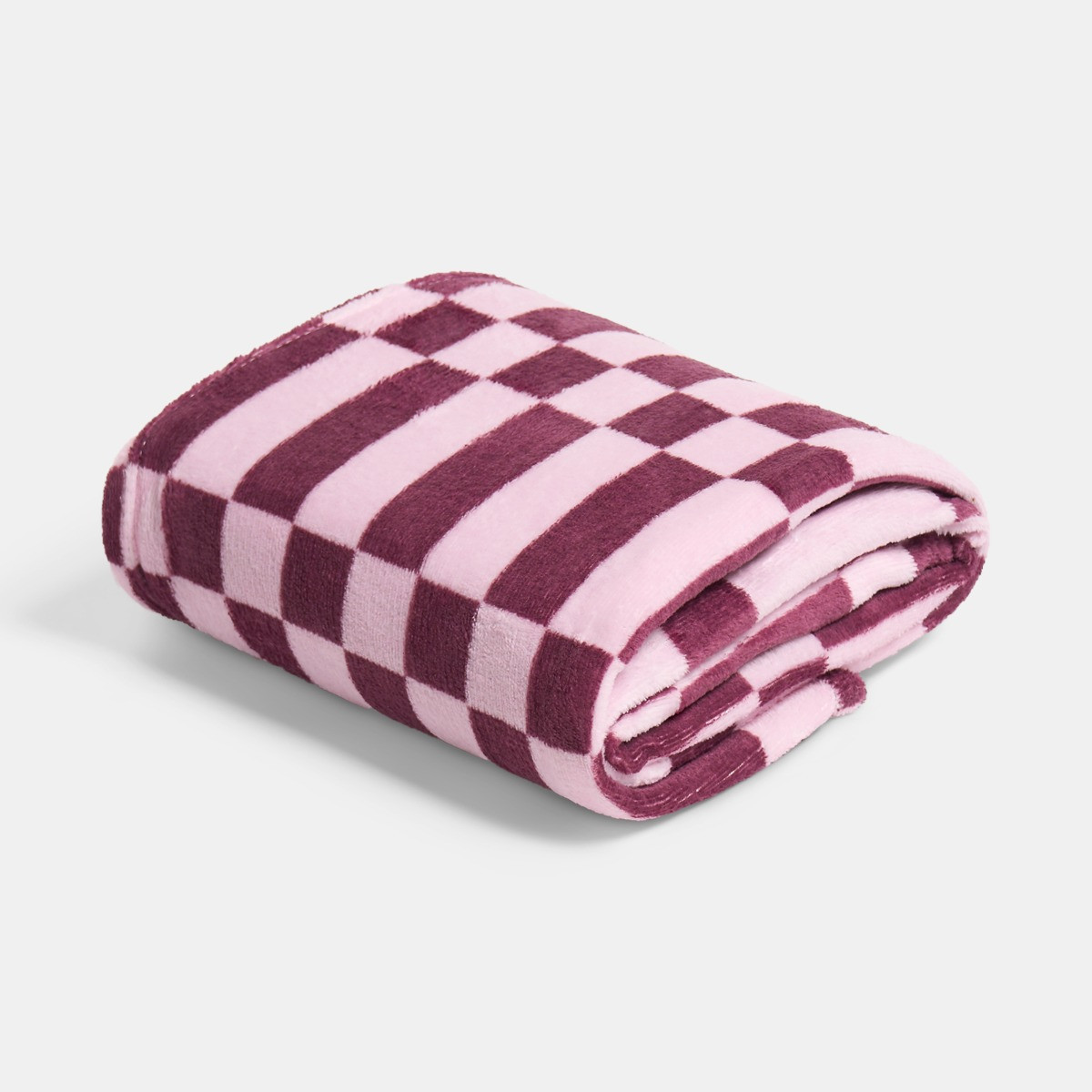 OHS Check Print Ultra Soft Throw - Pink/Burgundy>