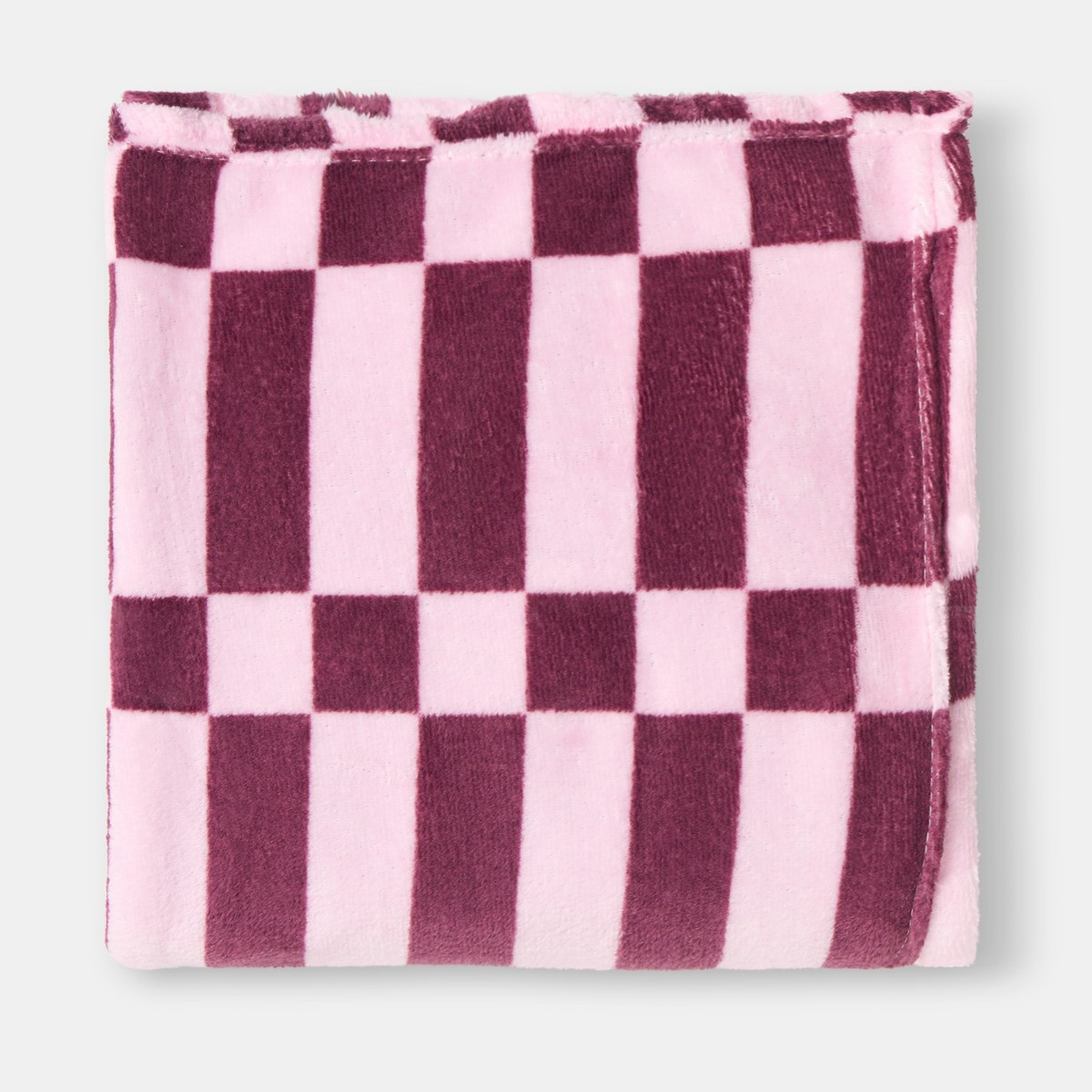 OHS Check Print Ultra Soft Throw - Pink/Burgundy>
