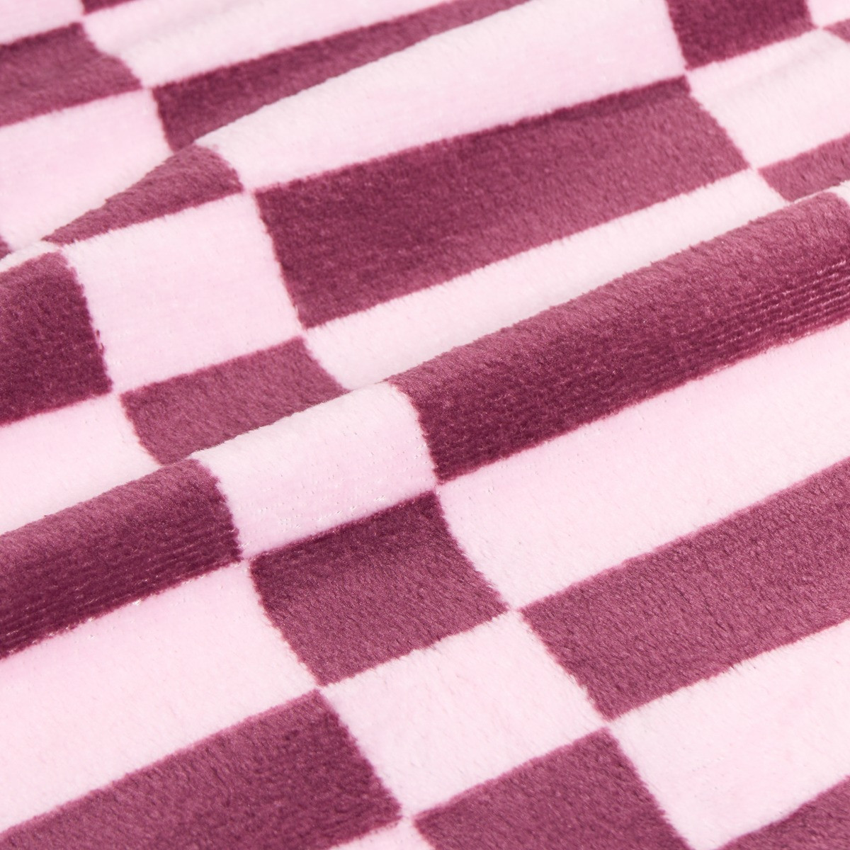 OHS Check Print Ultra Soft Throw - Pink/Burgundy>