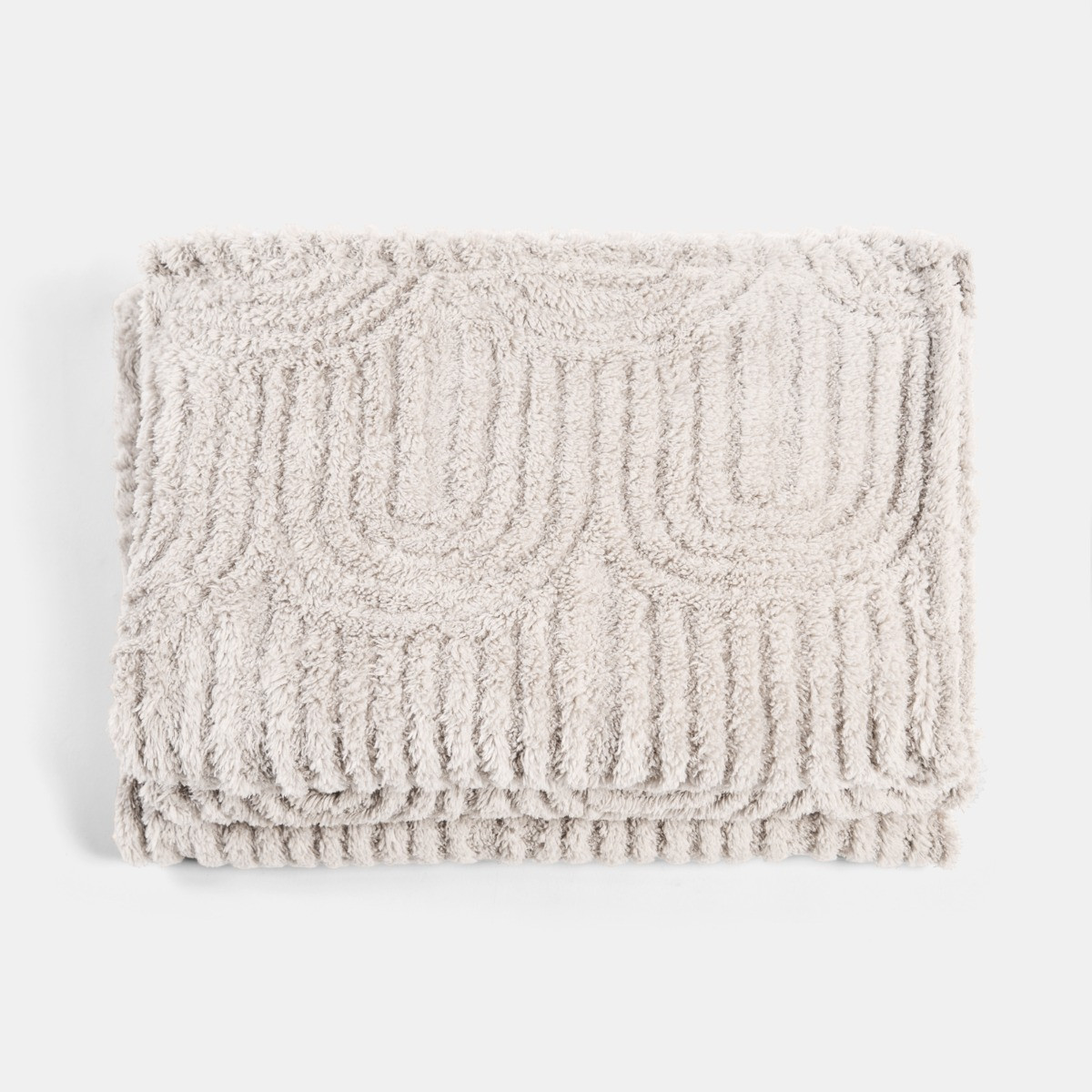 OHS Tufted Arches Teddy Fleece Throw, Stone - 125 x 150cm>