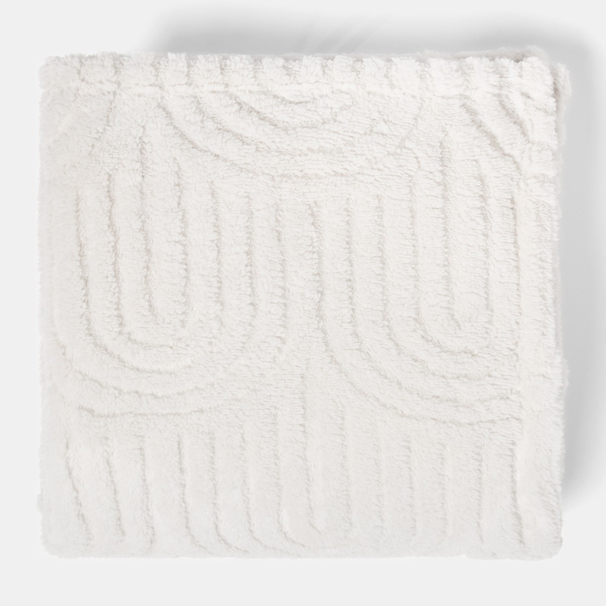 OHS Tufted Arches Teddy Fleece Throw, Stone - 125 x 150cm>