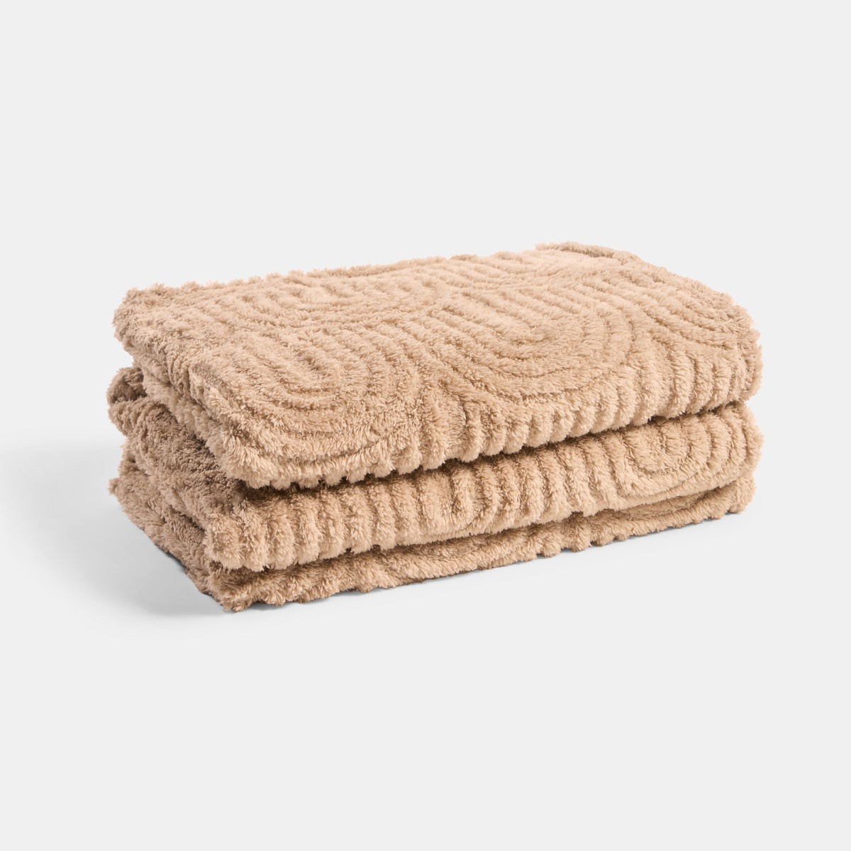 OHS Tufted Arches Teddy Fleece Throw - Natural>