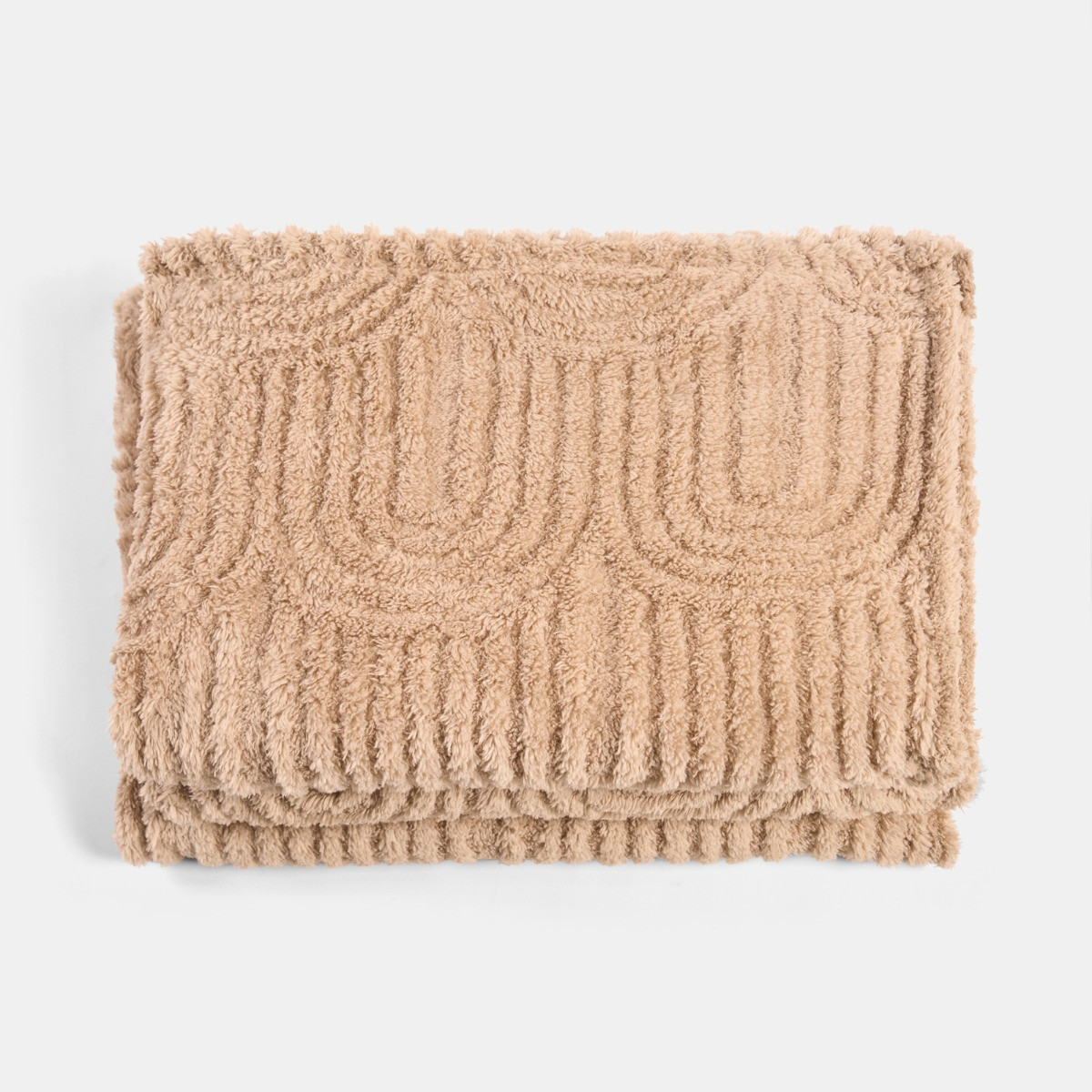OHS Tufted Arches Teddy Fleece Throw - Natural>