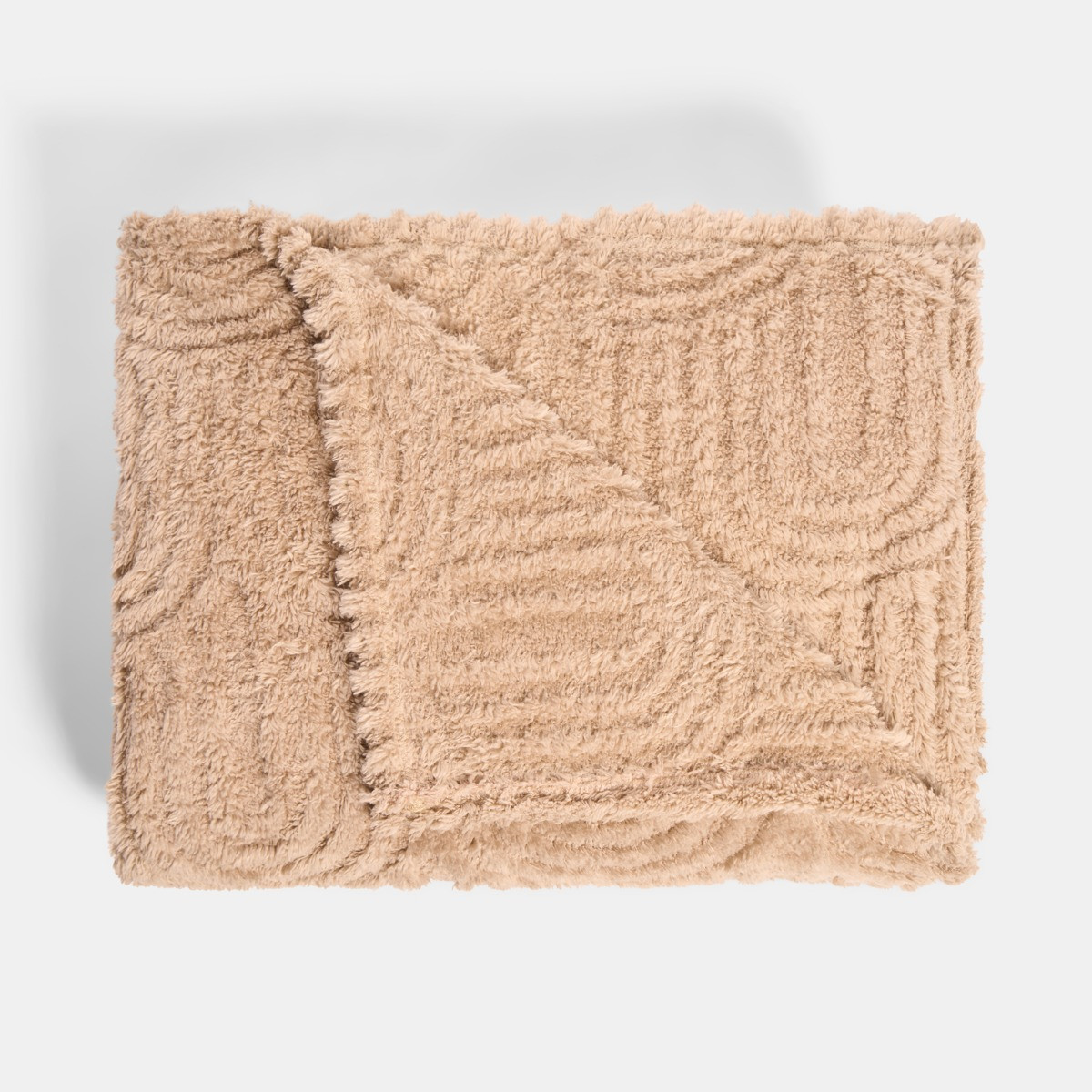 OHS Tufted Arches Teddy Fleece Throw - Natural>