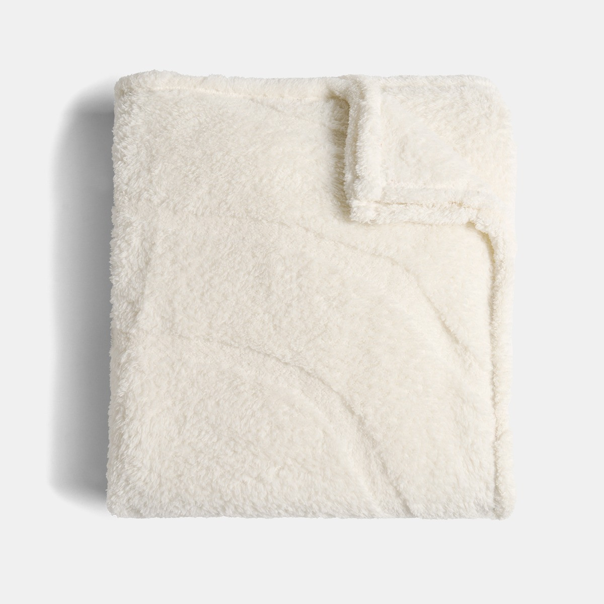 OHS Tufted Contour Teddy Fleece Throw - Ivory>
