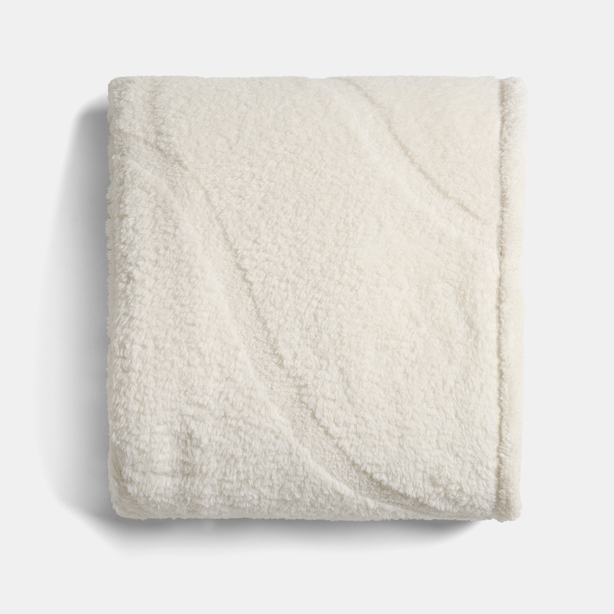 OHS Tufted Contour Teddy Fleece Throw - Ivory>